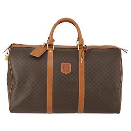 Céline Celine Vintage Duffle Bag Macadam Coated Canvas Large Brown