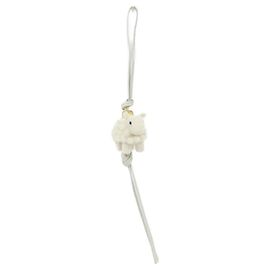 Charm de bolsa de feltro de bezerro com ovelha Loewe Branco Dourado