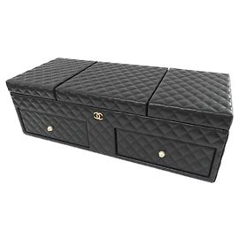 Caixa de joias de pele de cordeiro com pérolas Chanel Preto