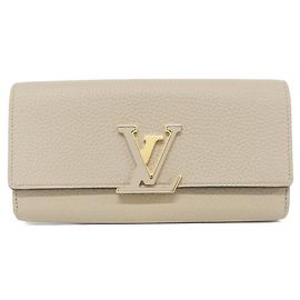 Louis Vuitton Portefeuille Capucines Taurillon Leder Langgeldbörse Grau