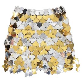 Paco Rabanne Silver heart chain mini skirt - size UK 6 Silvery