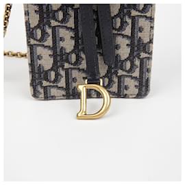 Dior-Saddle Vertical Pouch Crossbody Bag-Blue