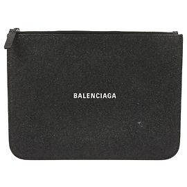 Balenciaga Glitter Leather Everyday Clutch Black