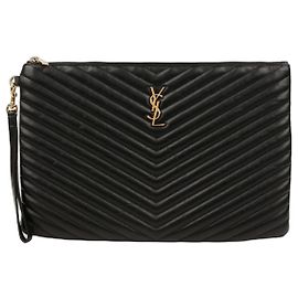 Saint Laurent Monogram Document Holder Clutch Black