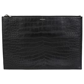 Saint Laurent Clutch Grande com Logo Preto