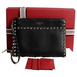 Valentino Rockstud Strap Clutch Black