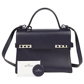 Delvaux Tom Pet MM Size Tote and Shoulder Bag Blue