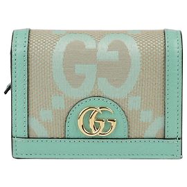 Gucci Billetera de cuero Ophidia Jumbo GG Verde
