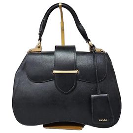 Prada Saffiano Lux Sidonie Large Handle Bag Black Black