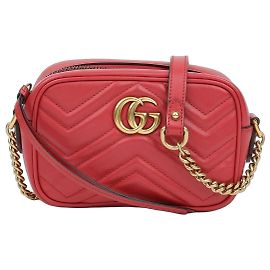 Gucci GG Marmont Mini Bolsa de Ombro Transversal Vermelho