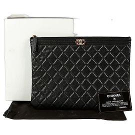 Chanel Caviar Boy New Medium Clutch Black