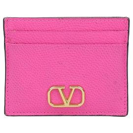 Valentino Logo Card Holder Pink