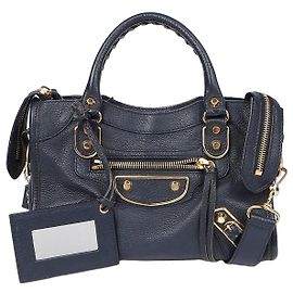 Balenciaga Sac à main épaule Mini City classique Bleu