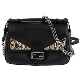 Fendi Borsa a Spalla Double Baguette Micro Chain Nero