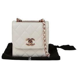 Chanel Bolsa transversal mini CC tendência Branco