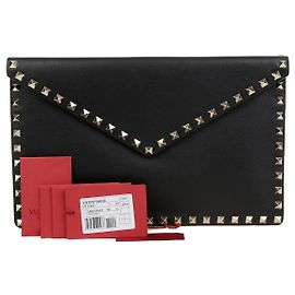 Valentino Rockstud Envelope Clutch Black
