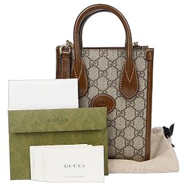 Gucci Interlocking Mini Tote Shoulder Bag Brown
