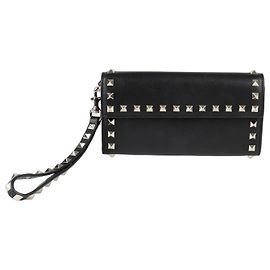 Valentino Rockstud Strap Long Wallet Black