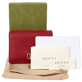 Gucci GG Marmont Card Case Wallet Red