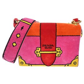 Borsa a tracolla Prada Cahier in velluto stampato piccola Rosa
