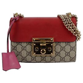 Gucci Bolsa de ombro cruzada pequena com corrente e cadeado Vermelho