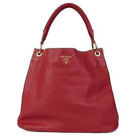 Prada Borsa a Spalla Hobo in Vitello Rosso