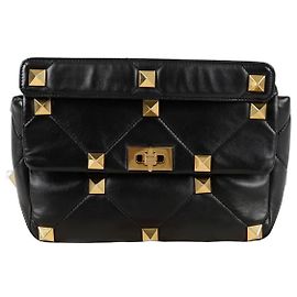 Valentino Roman Stud Large Tote Shoulder Bag Black