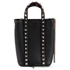 Valentino Rockstud Chain Tote Shoulder Bag Black