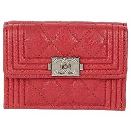 Chanel Portafoglio Doppio Boy Caviar Rosso