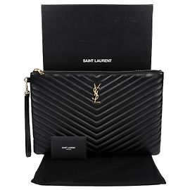 Saint Laurent Monogram Document Holder Clutch Black