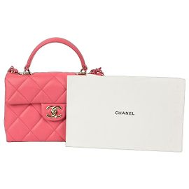 Chanel Bolsa de ombro Caviar Skin CC Logo com alça de mão Rosa