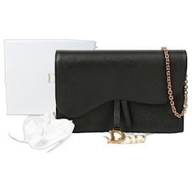 Dior-Saddle Chain Pouch Crossbody Bag-Black