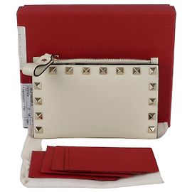 Valentino Tarjetero con cremallera Rockstud Blanco