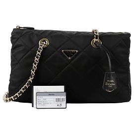 Prada Reedition Chain Tote Shoulder Bag Black
