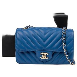 Chanel Mini borsa a tracolla Chevron classica Blu