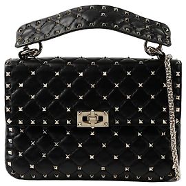 Valentino Rockstud Spike Medium Tote Shoulder Bag Black
