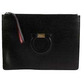 Salvatore Ferragamo Borsa Clutch con Tracolla Gancini Nero