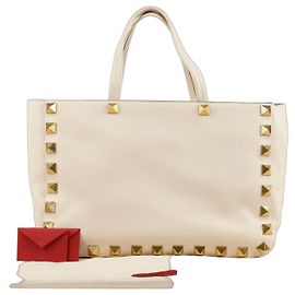 Valentino Bolsa Shopper e Bolsa de Ombro Roman Stud Branco
