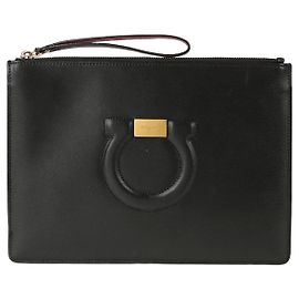 Salvatore Ferragamo Borsa Clutch Gancini Nero