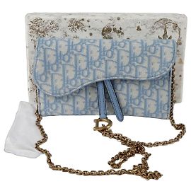 Dior Cartera de cadena en forma de silla cruzada Azul