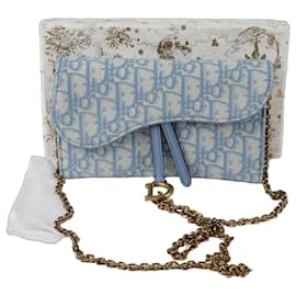 Dior-Saddle Chain Wallet Crossbody-Blue