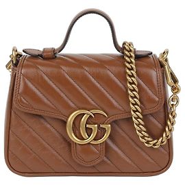 Gucci Borsa GG Marmont Mini con manico superiore e tracolla Marrone