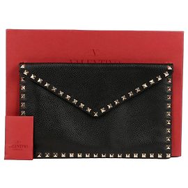 Valentino Rockstud Envelope Clutch Black