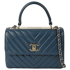 Chanel Borsa Tote e a Spalla CC Small Trendy Blu