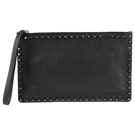 Valentino Clutch com alça Rockstud Preto
