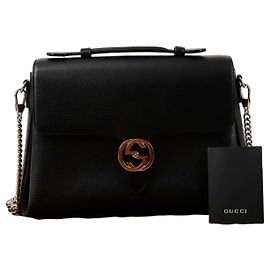 Gucci Interlocking Top Handle Tote Shoulder Bag Black