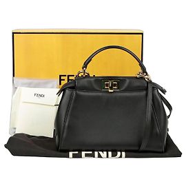 Fendi Peekaboo Mini Tote Shoulder Bag Black