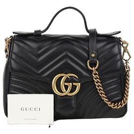 Gucci GG Marmont Small Top Handle Tote Shoulder Bag Black