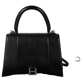 Balenciaga Hourglass Medium Top Handle Tote Shoulder Bag Black