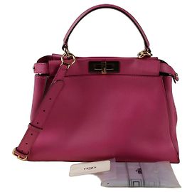 Fendi Regular Peekaboo Tote Shoulder Bag Pink